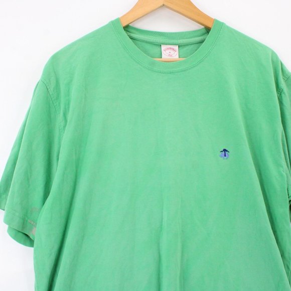 Vintage Brooks Brothers TShirt Mens Green Solid Short Sleeve Logo Embroidered XL - Picture 3 of 8